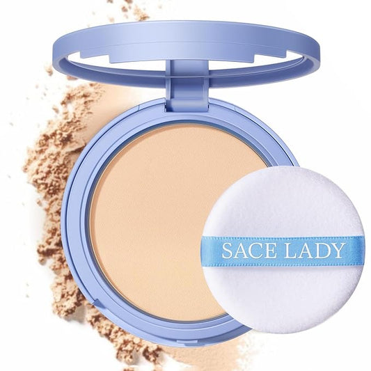SACE LADY Face Setting Powder & Full Cover Foundation Concealer & Smooth Primer & Sponge, Waterproof Last Poreless Blurring Undereye Makeup Set 5Pcs