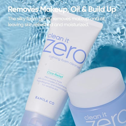 BANILA CO Clean It Zero Calming Double Cleanse Set | Calming Cleansing Balm 100ml + Calming Foam Cleanser 150ml | CICA, Madecassoside | Korean Vegan Cleanser for Sensitive Skin