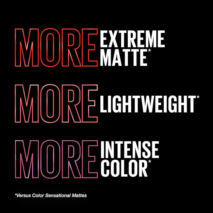 Maybelline Color Sensational Ultimatte Matte Lipstick, Non-Drying, Intense Color Pigment, More Scarlet, Scarlet Red, 1 Count (Pack of 2)