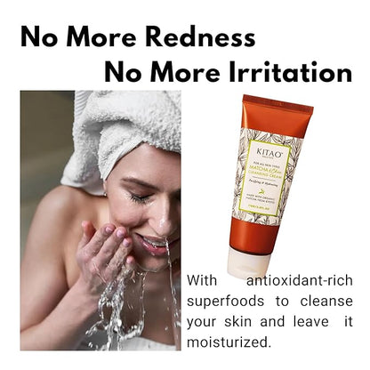 KITAO Organic Moisturizing Oil & Makeup Remover for Dry, Oily & Sensitive Skin Women & Men, Hydrating Cleansing Cream with Natural Matcha& Chia& Antioxidant for Eyes, Face, Lip from Japan, 3.8 Fl Oz