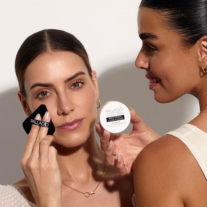 Palladio 4 Ever+Ever Mattifying Loose Setting Powder, Brighten Dark Circles, Lightens, and Creates a Look Of Luminosity, Soft, Radiant Finish All Day Wear, (Brightening Powder)