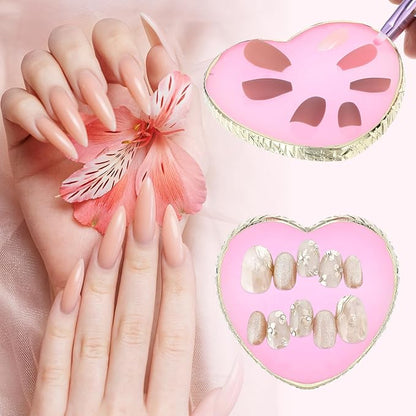 Nail Art Palette Nail Polish Palette Resin Nail Palette Nail Polish Mixing Plate DIY Nail Gel Makeup Display Board Pallet for Nail Art(Pink)