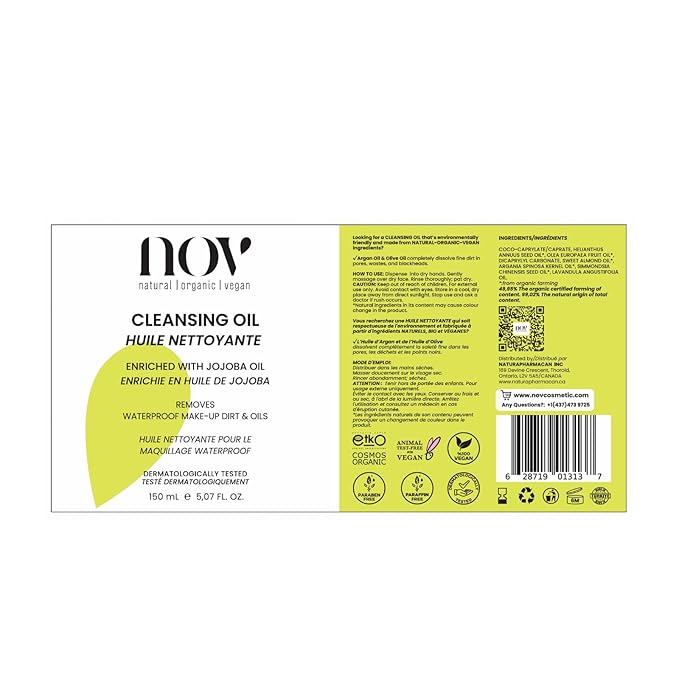 Cleansing Oil - Facial Cleanser for Waterproof Make-Up - Non-Greasy Face Cleanser With Sweet Almond Oil for Hydration - All Skin Types - 5.07 oz