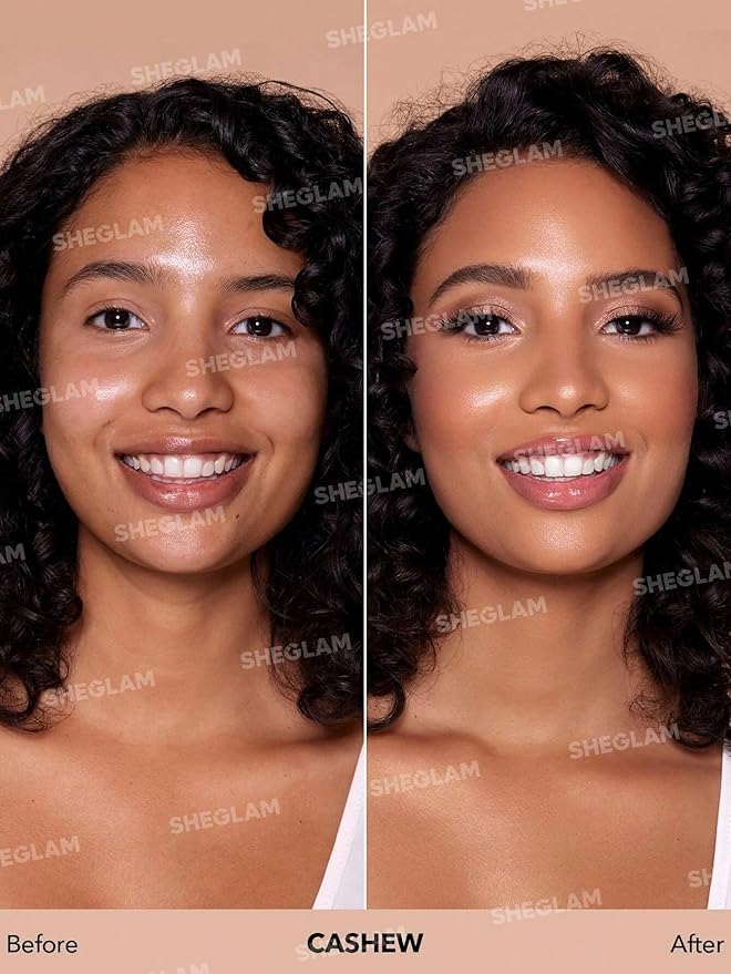SHEGLAM Skinfinite Hydrating Foundation Flawless Dewy Foundation Hydrating Coverage Invisible Pore Concealer Pore-less Non-Greasy Lightweight Natural Soft Liquid Foundation-Cashew