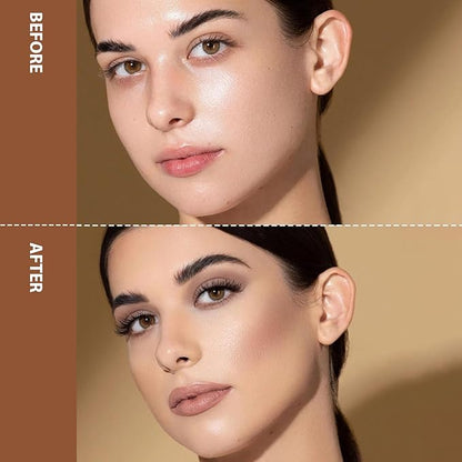 Liquid Bronzer Stick, Liquid Contour Stick for Sculpted Face Makeup, Cream Contour, Lightweight Blendable Matte Finish Makeup, Easy to Sculpt the Face, Non-greasy, Long Lasting 01#Natural Brown