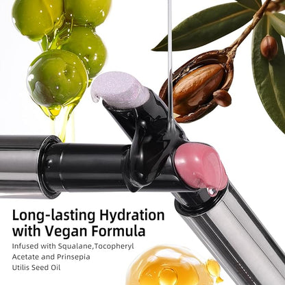 KIMUSE Lip Plumper, Hydrating Korean Lip Gloss, Click Tinted Lip Balm Solid Lipstick for Plumps & Moisturizes, Long-wearing All-in-one Lip Plumping, Gloss, Balm