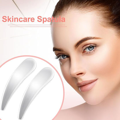 5pcs Mini Metal Makeup Spatula, Reusable Cosmetic Cream Spatulas Spoon, Skincare Scoop Applicator Facial Massage Beauty Tools for Mixing and Sampling Face Eye Cream- Silver