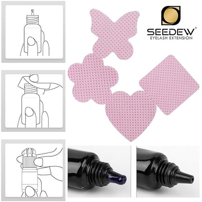 200 Pieces Pink Lash Glue Wipes, Nail Wipes, Flower Shape Lint Free Magic Wiper Cloth, Lash Extension Supplies (1 Box) (Simple Packaging)-(Pink Flower Shape)