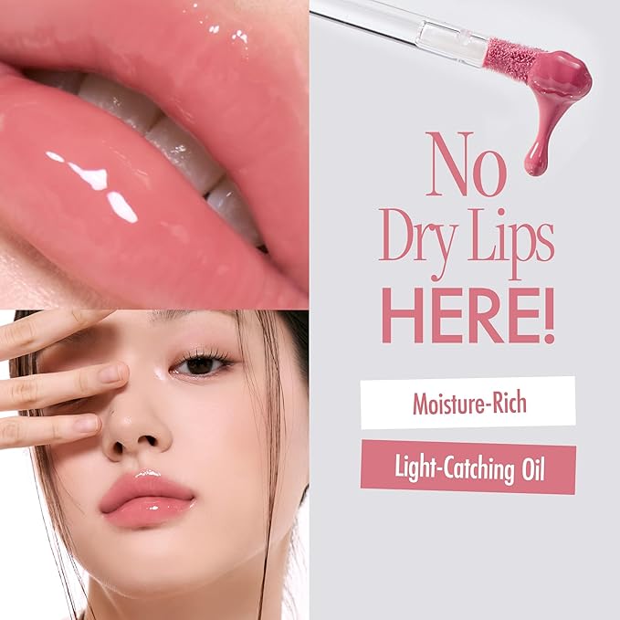 Glasting Color Gloss - K Beauty High Shine Long Lasting Lip Makeup - Non-Drying & Moisturizing - Lightweight Tinted Lip Gloss with Jojoba Oil 0.15 oz (#01 Peony Ballet)