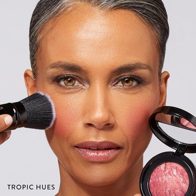 LAURA GELLER NEW YORK 40+ Club Blush-n-Balance 3pc Kit: Baked Balance-N-Brighten Color Correcting Foundation, Light + Retractable Kabuki Brush + Baked Blush-N-Brighten, Tropic Hues