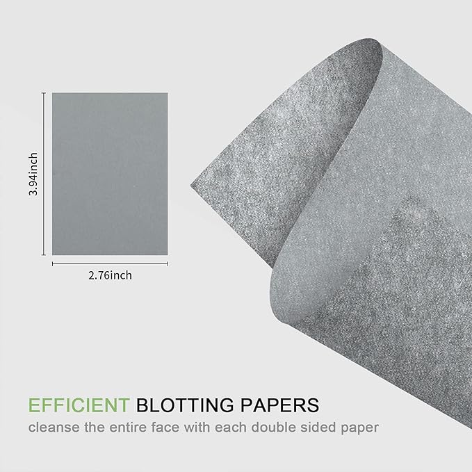 300 Count Natural Bamboo Charcoal Blotting Papers Organic Facial Oil Absorbing Sheets for Oily Skin Care Daily Oil Control Linen Tissues (100 PCS/PK, 3 PKS)