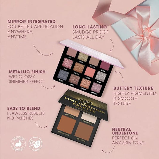 Lamora Rose Smokey Eyeshadow Palette with Powder Contour Palette