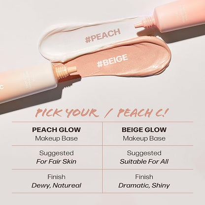 PEACH C Beige Glow Make Up Base - Hydrating, Moisturizing, Illuminating Pearl Make Up Base - Lightweight, Smudge-Proof & Pearly Shimmer Korean Makeup Primer Illuminating Face Cream (1.18 fl oz)