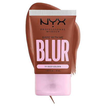 NYX PROFESSIONAL MAKEUP Bare With Me Blur Skin Tint Foundation Make Up with Matcha, Glycerin & Niacinamide - Deep Golden