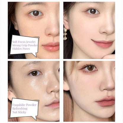 Jelly Setting Powder Oil Control Purple Blur Pressed Powder Silky Touch Soft-Focus Setting Balm, Blemish Covering Powder Jelly Tone-Up Powder Long-Lasting Waterproof