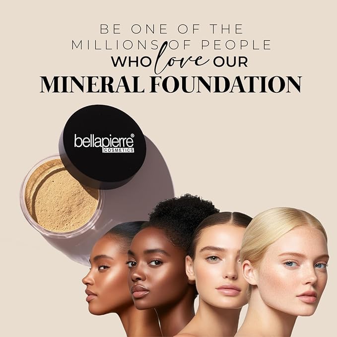 bellapierre Mineral Foundation SPF 15 - Loose Powder Foundation | Vegan & Cruelty Free Natural Makeup | Full Coverage Matte Finish | Hypoallergenic | Oil & Talc Free - 0.32 Oz - Latte