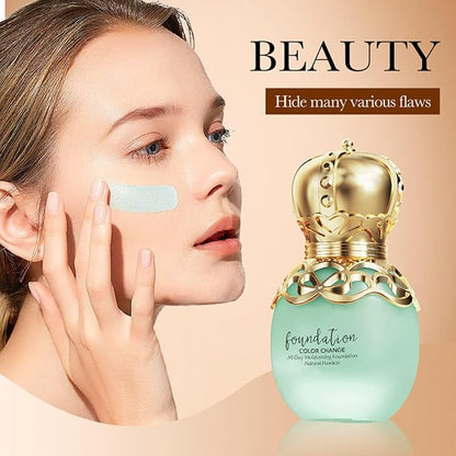 Color-Changing Foundation, High Coverage Long-Lasting Moisturizing Matching Self-Adjusting BB Cream, Suitable for All Skin Types, 1.05 Oz/30g Ivory White