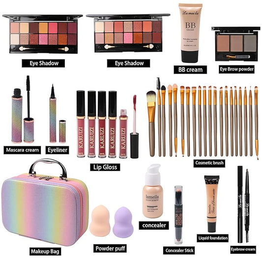 All In One Makeup Set,makeup set for girls,Makeup Gift Set for Women & Girls,Make up Cosmetic Storage,Rainbow Gift Cosmetic Case
