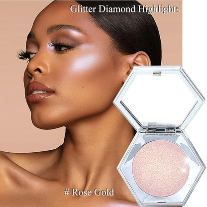 Shimmer Cream Highlighter Palette, Rose Gold, Glitter/Shimmery Finish, Long Lasting Waterproof Facial Cosmetic, Cruelty Free, 2.0 Fl Oz, 1 Unit