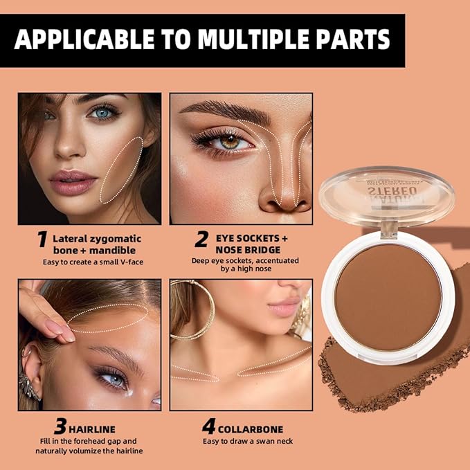 MAEPEOR Matte Bronzer Powder 6 Colors Buildable Natural Contour Bronzer Long Lasting Sweat Proof Face Bronzered Powder (Color 01)