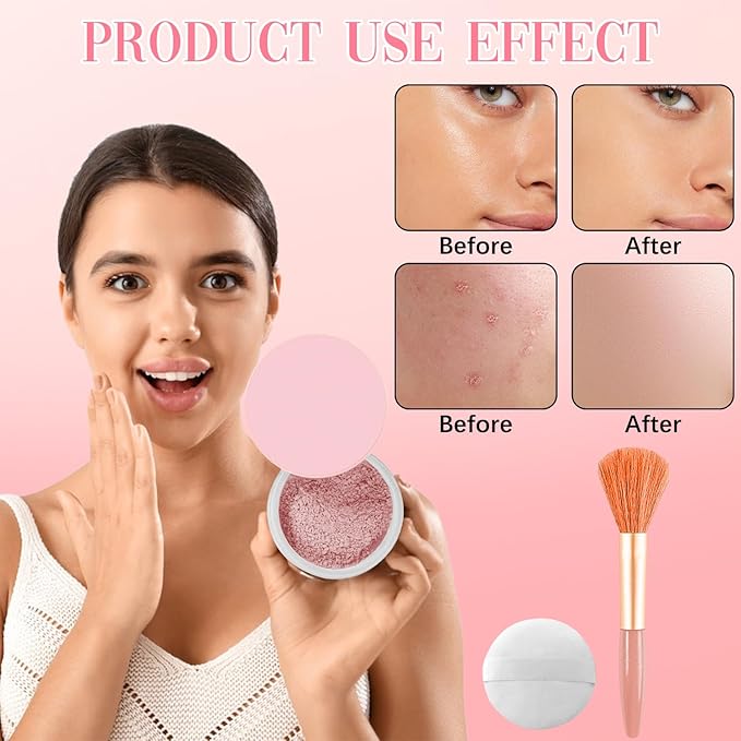 Beauty Blurring Powder, Beauty Pink Setting Powder, Blurring Setting Powder, Beauty Blurring Powder, for All Skin Tones (Pink, A)
