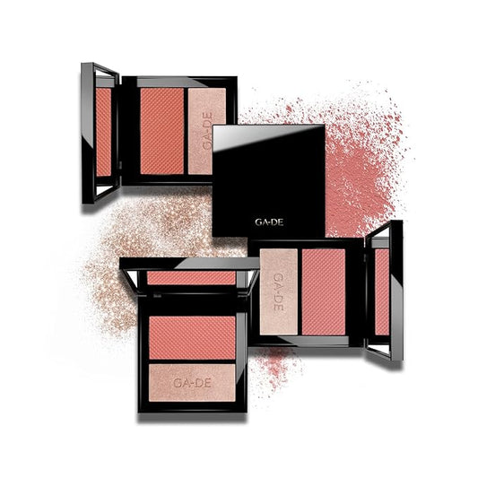 GA-DE Velveteen Blush and Shimmer Duet, 48 - Formulated with Micronized Pearls and Pigments for Sculpting Face and Décolleté - Paraben-Free - 0.26 oz