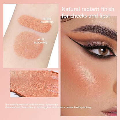 KYDA Marble Liquid Blush, Radiant Marbleized Blush for Cheek, Multidimensional Buildable Color, Lightweight Shimmery Satin Face Makeup, Lighting Glow Blusher, 05 Golden Orange