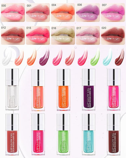 Glow Reviver Lip Oil Moisturizing Lip Gloss for Dry Lips, Clear Lip Oil with Plumping, Hydrating Effects, Women's Makeup Gift (#006 Berry)