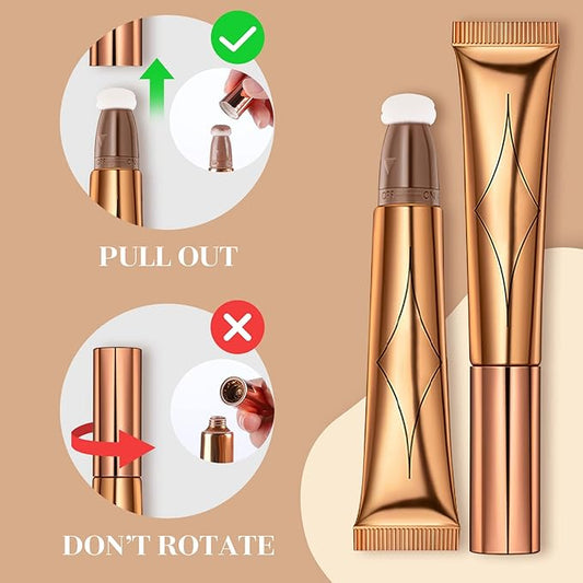 Highlighter Beauty Wand, Liquid Face Highlighter Stick with Cushion Applicator, Long Lasting Smooth Natural Matte Finish, Lightweight Blendable Super Silky Cream Highlighter Stick (05# Highlighter)