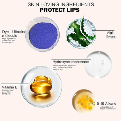 Peel Off Lip Stain - Long Lasting, Transfer Proof and Waterproof Tattoo Lip Tint, Matte Finish Lip Stain Peel Off, Infused with Vitamin E & Algin & Hydroxyacetophenone, #006 Grapefruit