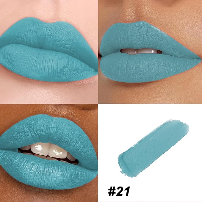 Matte Bullet Long Wear Lipstick - Vegan and Cruelty-Free - Smudge and Waterproof Matte Lipstick with Moisturizing Formula - All Day Comfort - (Aqua Bloom #21)