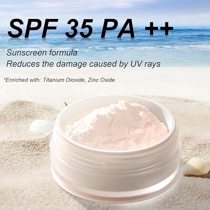 Sunscreen Mineral Setting Powder, SPF 35, Talc-Free, Blurring Finishing Powder, Buildable Lightweight Coverage, for Matte Base Makeup (#01 Translucent Setting Makeup)