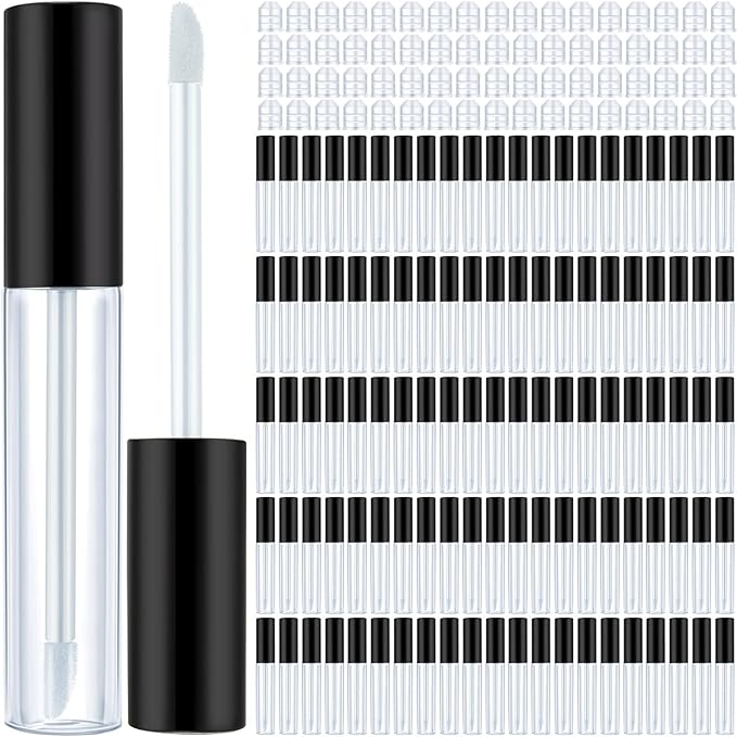 Bokon 200 Pcs 10 ml Lip Gloss Tubes Bulk Empty Plastic Lip Gloss Containers Clear Tubes with Wand and Rubber Inserts Refillable Balm Containers Bottles for Travel DIY Makeup