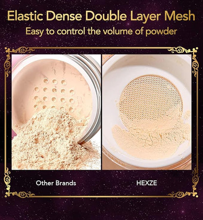 HEXZE Loose Face Powder Mineral, Mattifying Setting Powder, Blurring Pores, Baking Controls Shine, Lightweight Long Lasting 0.24 Oz, T30 Pink