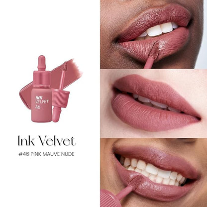 Peripera Ink the Velvet Lip Tint - High Pigment Color, Longwear, Weightless, Not Animal Tested, Gluten-Free, Paraben-Free (046 PINK MAUVE NUDE)