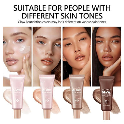 Glow Foundation 4 Colors Lightweight Smooth Hydrating Long-lasting Oil-Control and Natural Shiny Foundation (Color 02)