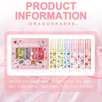 Lip Gloss Clear Jelly Lipstick Set, 6Pcs Roll On Lip Gloss Long Lasting Moisturizing Lip Balm Lip Glow Oil Nutritious Balm Lip Makeup for Women Girls