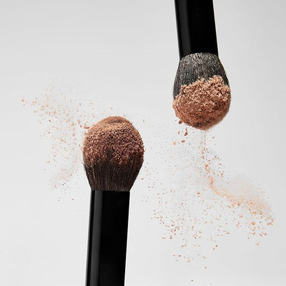 Saie Face Powder Duo, Medium - The Fluffy Brush, Soft, Multi-Use Targeted Powder Brush With Tapered Tip & Airset Radiant Loose Setting Powder, Translucent Medium (0.14 oz) - Vegan, Cruelty-Fee