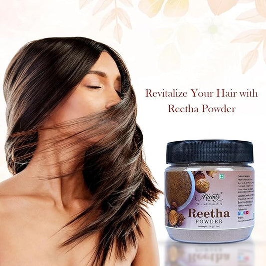 100% Natural Reetha Powder | (100 gms) Pure Aritha Powder for Hair care | Herbal (Sapindus Trifoliatus) Reetha Powder for Hair | Ayurveda Hair Pack for Hair Growth | Ritha Powder DIY Hair Mask