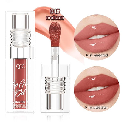 2PCS Magic Color Changing Lip Oil, Warm Change Moisturizing Lip Gloss Lip Oil Hydrating Lip Oil, Upgraded Long Lasting Nourishing Magic Big Brush Color Changing Lip Oil（Pink+Red）