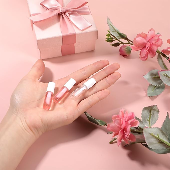 20 Pcs Empty Lip Gloss Tubes 1.2ml Clear Mini Refillable Lip Balm Bottles Lip Gloss Containers with Wand Makeup Containers Bottles for Lipstick Samples Lip Balms Lip Gloss Making Travel Split Charging