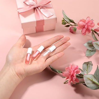 20 Pcs Empty Lip Gloss Tubes 1.2ml Clear Mini Refillable Lip Balm Bottles Lip Gloss Containers with Wand Makeup Containers Bottles for Lipstick Samples Lip Balms Lip Gloss Making Travel Split Charging