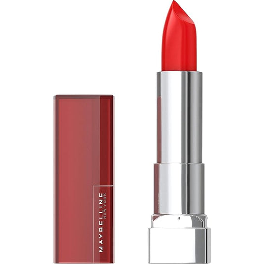 Maybelline Color Sensational Lipstick, Lip Makeup, Cream Finish, Hydrating Lipstick, Nude, Pink, Red, Plum Lip Color, On Fire Red, 0.15 oz; (Packaging May Vary)
