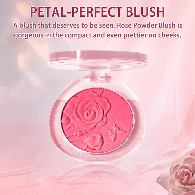 Blush Makeup,Rose Pattern Tint Blush, Lasting Moisturising,Natural shine，Waterproof, Gradual Blush