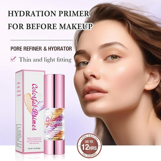 3 In 1 Face Primer,Transparent Makeup Base Isolation Cream,One Step Hydrate Primer for Face Before Makeup,Oil Control Skin Tone Correcting Daily Facial Moisturizer for All Skin Types