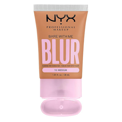 NYX PROFESSIONAL MAKEUP Bare With Me Blur Skin Tint Foundation Make Up with Matcha, Glycerin & Niacinamide - Medium