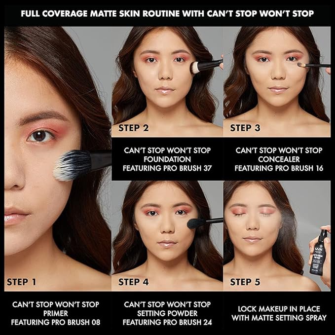 NYX PROFESSIONAL MAKEUP Can't Stop Won't Stop Foundation, 24h Full Coverage Matte Finish - Natural