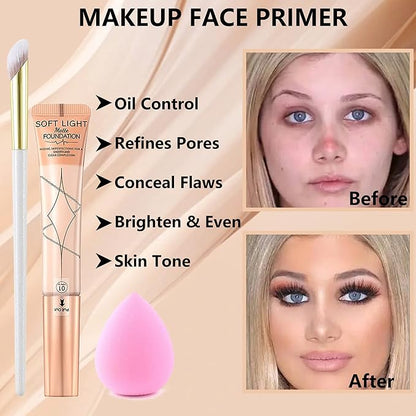 Foundation Beauty Wand Kit, Long-lasting Waterproof Matte Concealer Foundation Cream,Cover Face Pores Spots Silky Breathable Foundation Stick,Valentine's Day Makeup Gift Set for Women-04 Wheat