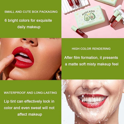 6 Colors Lip Tint Stain Set,Korean Velvet Water Lip Tint,Natural Lip and Cheek Tint, Long lasting Non-Stick Cup Waterproof