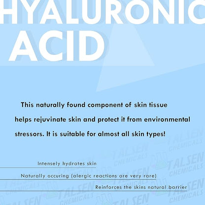 Hyaluronic Acid Powder (1 oz. / 28 grams) 1800 kDa+ Pure Hyaluronic Acid Powder Natural Cosmetic Grade, Hyaluronic Acid High Molecular Weight Powder, DIY Hyaluronic Acid Serums